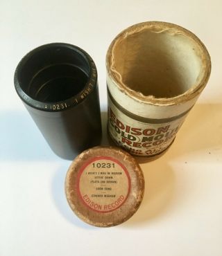 Edison 2 Minute Cylinder Record,  Box And Matching Lid.