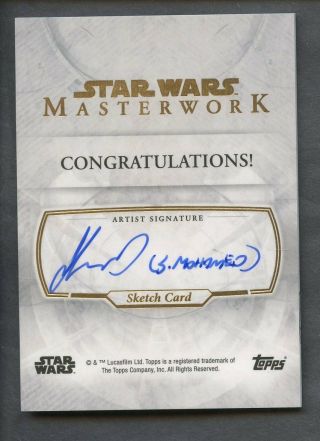 2018 Topps Star Wars Masterwork Artist Signed AUTO 1/1 Sketch Card 2