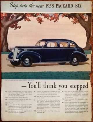 Packard Car Ad 1937 1938 Vintage Classic Print Advert 1930s Art 2 Pgs