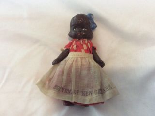 Vintage Black Americana All Bisque Doll,  Souvenir Of Orleans 3 3/4” Tall