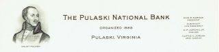 Vintage PULASKI NATIONAL BANK Specimen Letterhead 1940s Pulaski Virginia 2