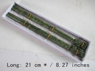 Chinese 100 Natural Color Jade Sculpted “kirin” Two Pairs Of Chopstick Nr