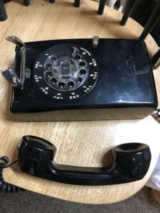 Vintage Phone Black 2 Line Wall Rotary Dial Western Electric Bell System