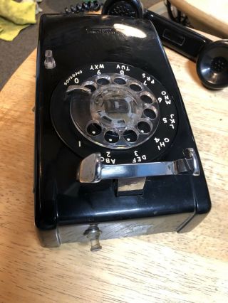Vintage Phone Black 2 Line Wall Rotary Dial Western Electric Bell System 2