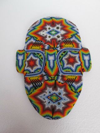 Huichol Mask Bead Art Ethnic Mexican Colorful Handmade Folk Art
