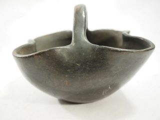 San Ildefonso Pueblo Early Blackware Handled Pottery Bowl
