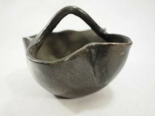 San Ildefonso Pueblo Early Blackware Handled pottery Bowl 2
