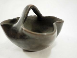 San Ildefonso Pueblo Early Blackware Handled pottery Bowl 4