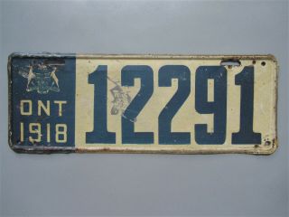 1918 Ontario License Plate - 12291