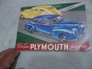 Deluxe Plymouth For 1940 Advertising Sales Brochures