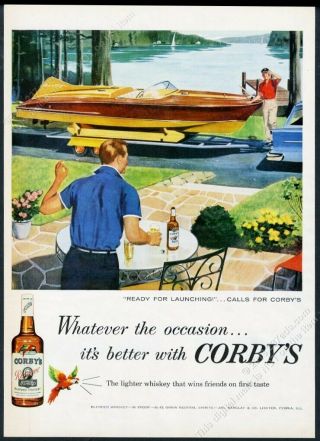 1957 Chris Craft Cobra Runabout Boat Art Corby 