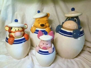 Disney Direct Winnie The Pooh Peek A Boo Cookie Jar/canister Set Complete Set