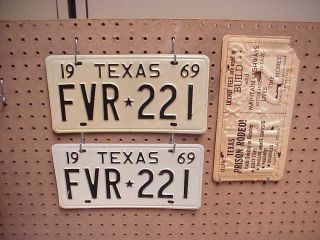 1969 Texas License Plates Pair Or Set Old Stock Paper Insert No Fvr 221