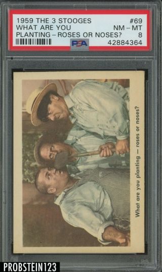 1959 Fleer The 3 Three Stooges 69 What Are You Planting Roses Or Noses? Psa 8