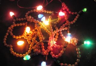Very Rare Set Of Vintage Christmas Lights Bead - O - Lites 15 Light Set
