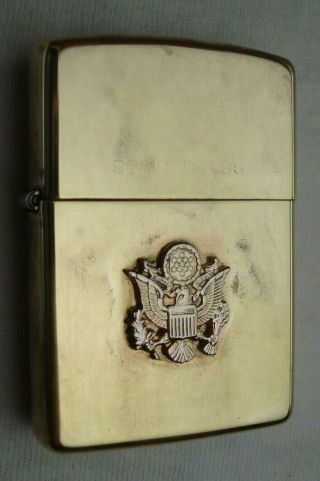 Zippo Solid Brass With Great Seal Of The Usa Emblem Lighter 1932 - 1989 121