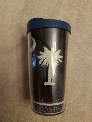 16 Oz Tervis Tumbler Blue South Carolina Palmetto Tree And Moon With Top