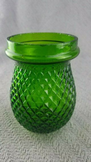 Antique Victorian Diamond Hunter Green Glass Christmas Light Candle Lantern