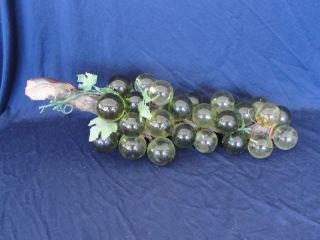 Vintage Mid Century Green Lucite Grapes On Stick Cluster