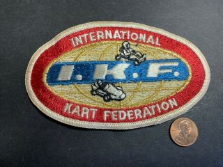 Vintage Go Kart Patch,  International Kart Federation,  3x5 ".  I.  K.  F.
