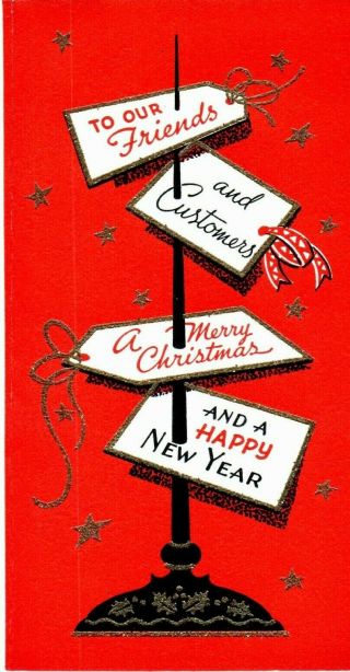 Bristol Lincoln Mercury Car Dealer Account Receipt Vtg Christmas Greeting Card