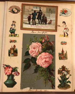 Antique Victorian Scrapbook 20 pages of Die Cuts & Cards - animals,  birds,  flowers 3