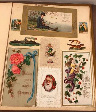 Antique Victorian Scrapbook 20 pages of Die Cuts & Cards - animals,  birds,  flowers 4