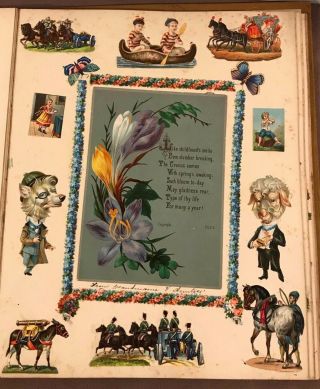 Antique Victorian Scrapbook 20 pages of Die Cuts & Cards - animals,  birds,  flowers 6