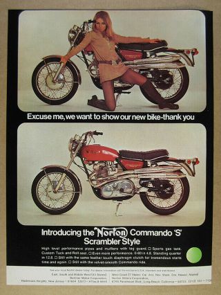 1969 Norton Commando 750 S Motorcycle Color Photo Vintage Print Ad