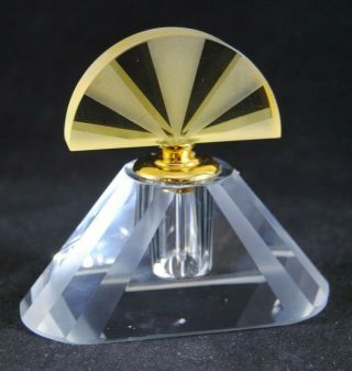 Rare Sorelle Hand Crafted Crystal Fan Perfume Bottle - Yellow