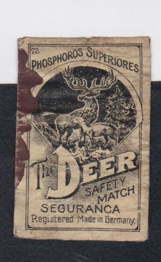 Ae Old Matchbox Label Germany Mmmm33 The Deer