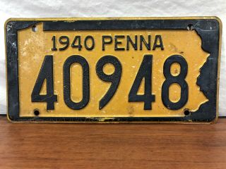 Vintage Antique Automobile 1940 Pennsylvania Car License Plate 40 Pa.  Rat Rod