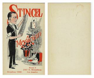 Stincel Magician Ad Card (throw Out Card???) - Image - From Los Angeles - Pp