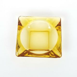 Vintage Amber Glass Ashtray 4.  75in Square Glass Cigar Cigarette Astray