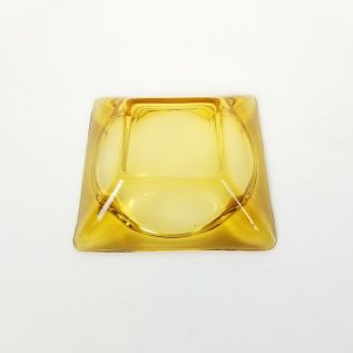 Vintage Amber Glass Ashtray 4.  75in square Glass Cigar Cigarette Astray 2