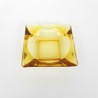 Vintage Amber Glass Ashtray 4.  75in square Glass Cigar Cigarette Astray 3