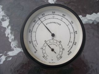 Vintage Tin Type Hygrometer,  Thermometer,  Made In West Germany,  Glass Missing