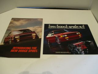 1991 Dodge Spirit R/t Dealer Book Page & Spirit Es Turbo Brochure