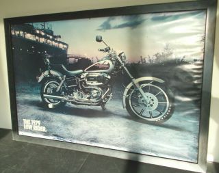 Vintage 1979 Low Rider Harley Davidson Framed Dealer Showroom Poster Metal Rare