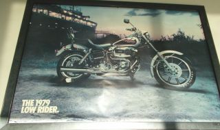 vintage 1979 low rider harley davidson framed DEALER SHOWROOM poster metal rare 2