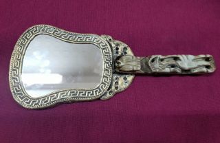 Vintage Hand Held Vanity Beauty Hand Mirror With Jewels And Patterns