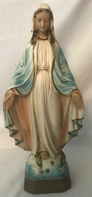17 " Vintage Virgin Mary Madonna Plaster Chalkware Statue Cs113