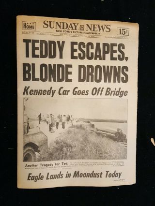 Rare 1969 York Daily News Teddy Kennedy Chappaquiddick Attends Funeral