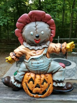 Vintage Ceramic Scarecrow On Jack O 