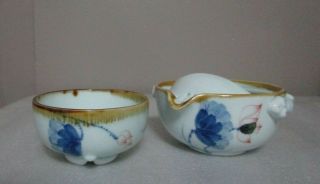 Vintage Signed Porcelain Chinese Japanese Export Stacking Tea Pot & Cup For One