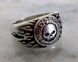 Heavy,  Harley - Davidson Sterling Silver Willie G Skull Ring By Mod,  Sz 13
