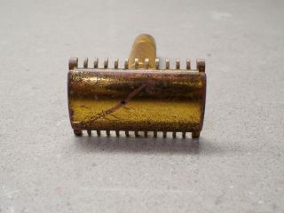 Vintage Gold Plated Gillette Short Comb 3 Piece Double Edge Razor