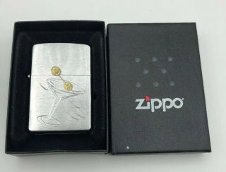 Zippo Martini Glass Cigarette Lighter Collectible Made In Usa Vintage