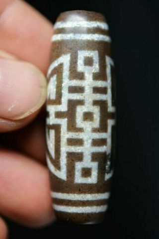 Rare Treasure Tibetan Old Cinnabar Agate 喜 Dzi Bead Large Pendant H83