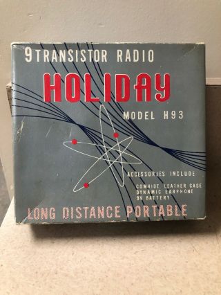 1950s Holiday 9 Transistor Radio Model H93 With Box